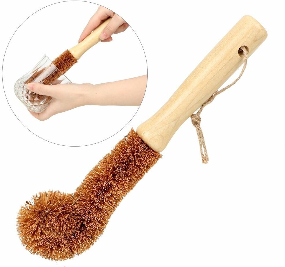 фото Щетка - ершик с деревянной ручкой для мытья посуды