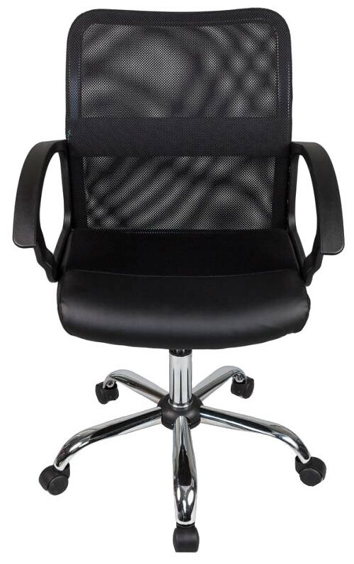 Кресло компьютерное CH-590SL черный, экокожа, сетка / Офисное кресло для оператора, персонала, сотрудника, для дома