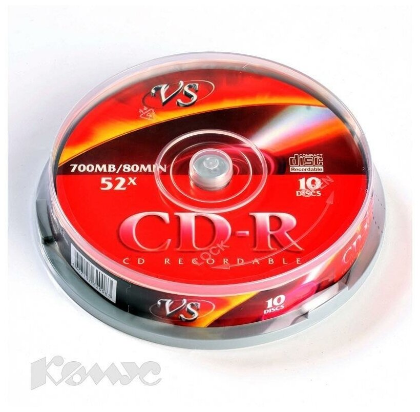 Оптический диск CD-R VS 700Mb, 52x, cake box, 10шт. (VSCDRCB1001)