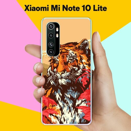 Силиконовый чехол на Xiaomi Mi Note 10 Lite Тигр / для Сяоми Ми Ноут 10 Лайт матовый чехол locked w для xiaomi mi note 10 lite сяоми ми ноут 10 лайт с 3d эффектом черный