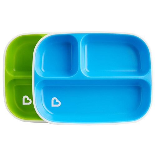фото Комплект посуды munchkin цветные тарелки секционные (12448), голубой/зеленый