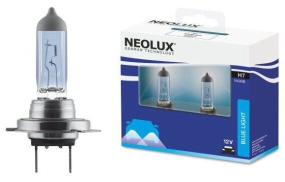 Лампа Neolux H7 12V-55W PX26d Blue Light, комплект 2 шт, SCBN499B-SCB