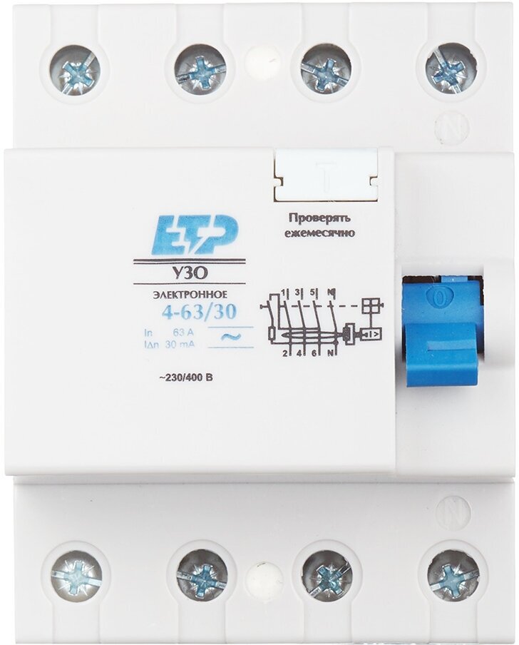 УЗО ETP DLF364 (18016) 63А 30 мА 4P тип АС 4,5 кА компактный - фотография № 3