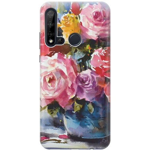 фото Re:paчехол - накладка artcolor для huawei nova 5i / p20 lite (2019) с принтом "акварельный букет цветов"