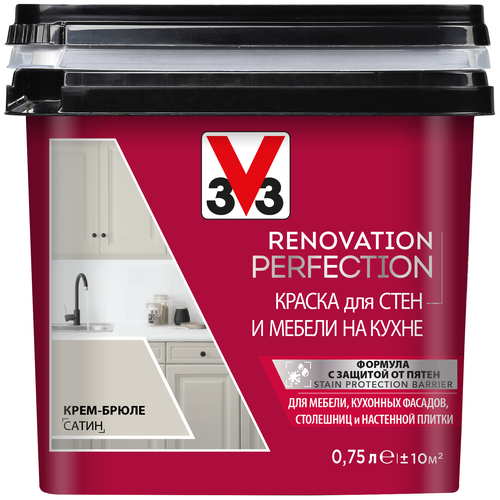 V33 Renovation Perfection для стен и мебели на кухне полуматовая Крем-брюле 0.75 л