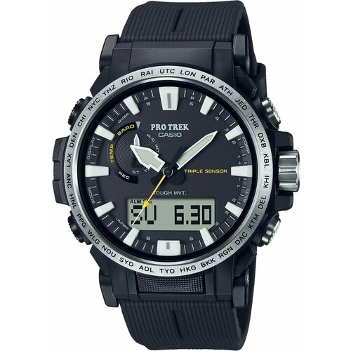 наручные часы casio pro trek 78860 серый черный Наручные часы CASIO Pro Trek 78858, черный, серый