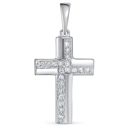 фото Декоративный крест с 20 бриллиантами 0.1 карат из белого золота 118211 vesna jewelry