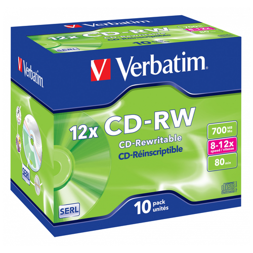 Диск CD-RWVerbatim700Mb 12x, 10 шт.