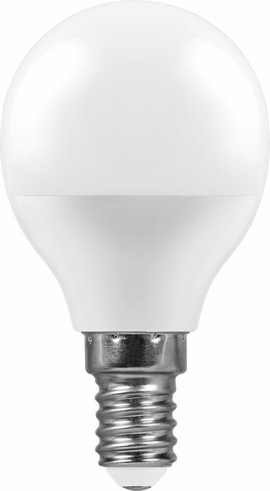 Лампа светодиодная LED 7вт Е14 дневной шар | код. 25480 | FERON (7шт. в упак.)