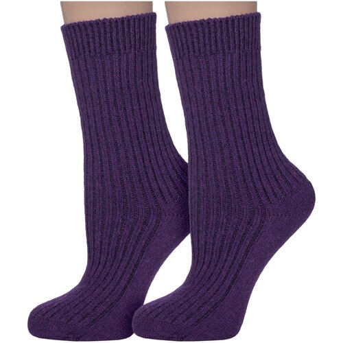 Комплект из 2 пар женских теплых носков Hobby Line 6199-03, фиолетовые, размер 36-40