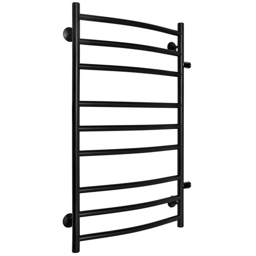 Полотенцесушитель водяной Fincopper FCB 900х500 черный RAL 9005, 9 перекладин, боковое подключение прямое 3/4'х1/2' ГШ с чашками и эксентриками