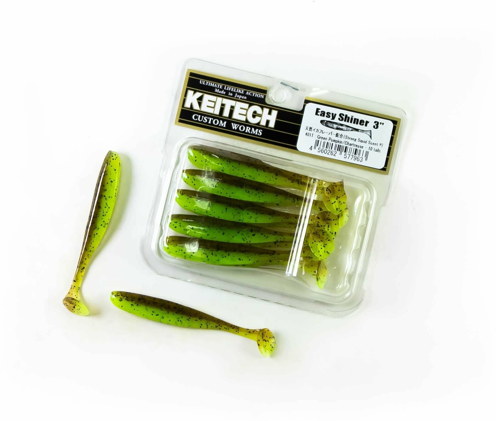 Приманка Keitech виброхвост Easy shiner 3" 401 green pumkin chart 10шт