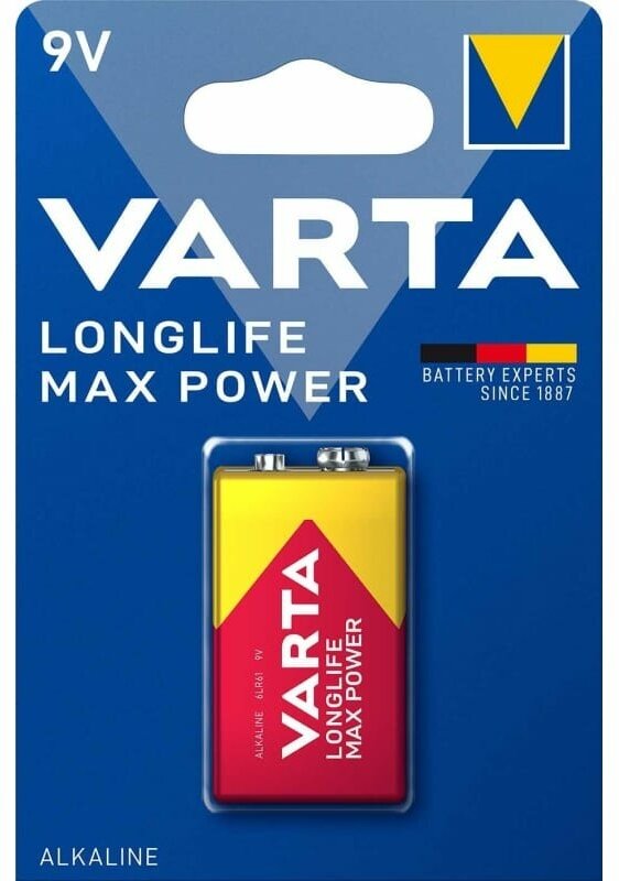 Батарейка Varta LONGLIFE MAX POWER (MAX TECH) Крона 6LR61 BL1 Alkaline 9V 04722101401