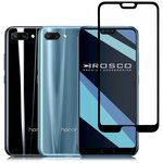 Защитное стекло с черной рамкой ROSCO для Honor 10 и Honor 10 Premium (Хонор 10 и Хонор 10 Премиум), силиконовая клеевая основа - изображение