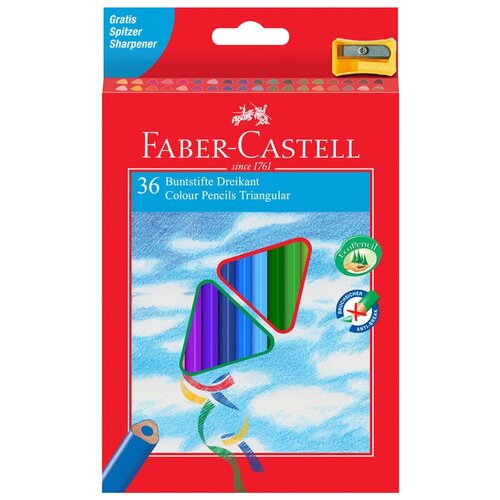 Faber-Castell Карандаши цветные трехгранные c точилкой 36 цветов (120536), 36 шт.