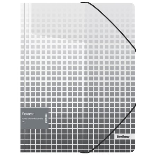 фото Berlingo папка на резинке squares а4, пластик серый/белый