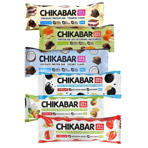 CHIKABAR Батончик с начинкой - ассорти всех вкусов, 6шт по 60г protein bar ассорти всех вкусов 10шт по 60г