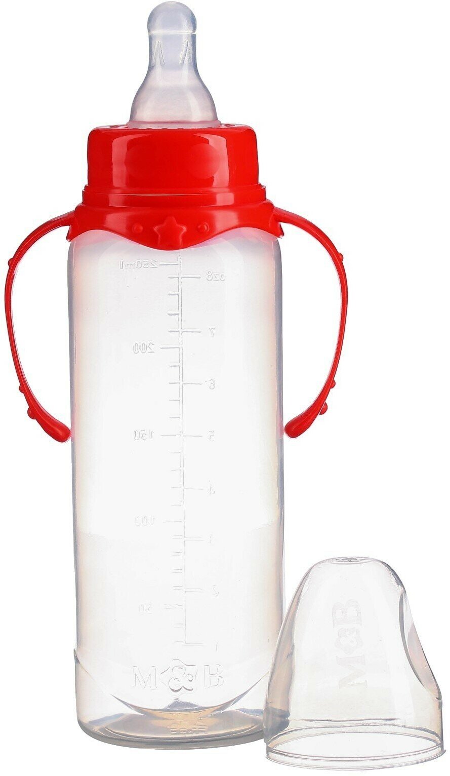 Бутылочка для кормления 250 мл цилиндр, с ручками, цвет микс - фотография № 3