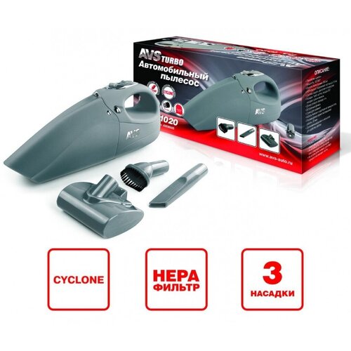 Пылесос автомобильный AVS PA-1020 150 Вт 12 В сухая уборка 3 насадки циклон серый 547300₽
