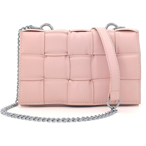 фото Сумка мессенджер , фактура плетеная, розовый а.в