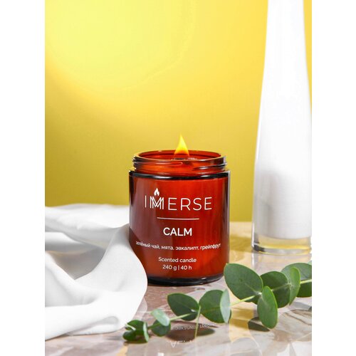 Ароматическая свеча из соевого воска с деревянным фитилем 240 гр. с ароматом 