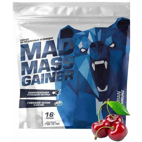 Гейнер для набора массы Siberian Nutrogunz Mad Mass Gainer, вишня, 2000 гр.