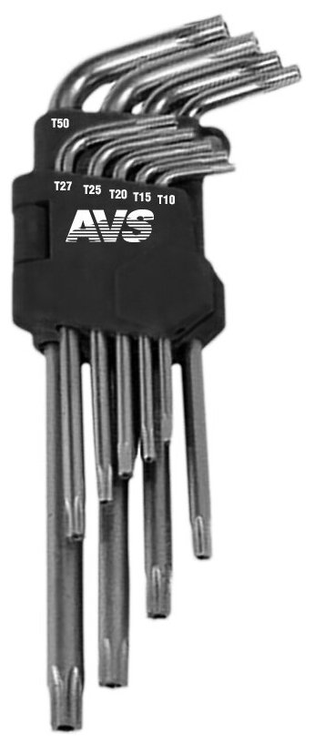 Набор ключей Torx с отверстием г-образных 9 пр. Т10-Т50 AVS