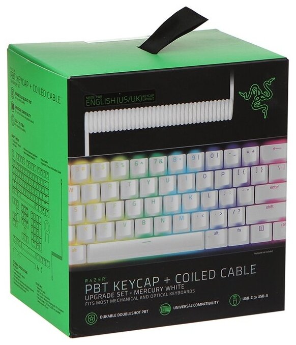 Набор Razer PBT Keycap + Coiled Cable Mercury White RC21-01490900-R3M1