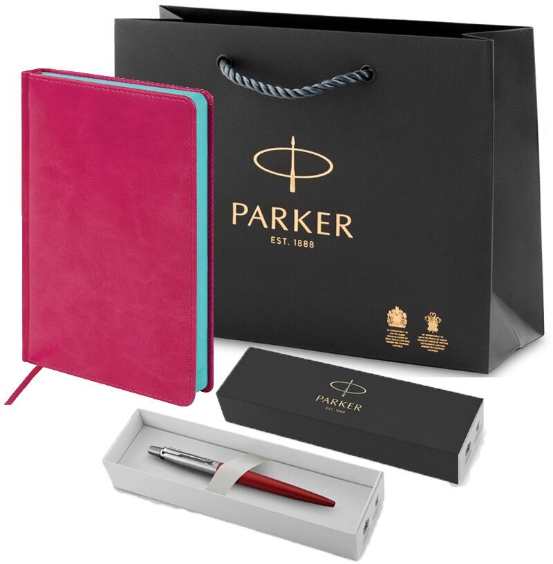 Подарочный набор Паркер: шариковая ручка красная Jotter и ежедневник розовый