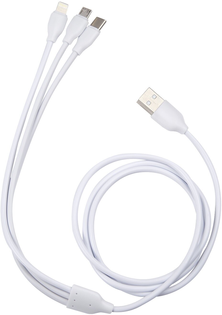 Дата кабель USB - micro USB + Lightning + Type-C (3 в 1) 2A/Провод/Кабель USB - micro USB + Lightning + Type-C разъем/Зарядный кабель белый
