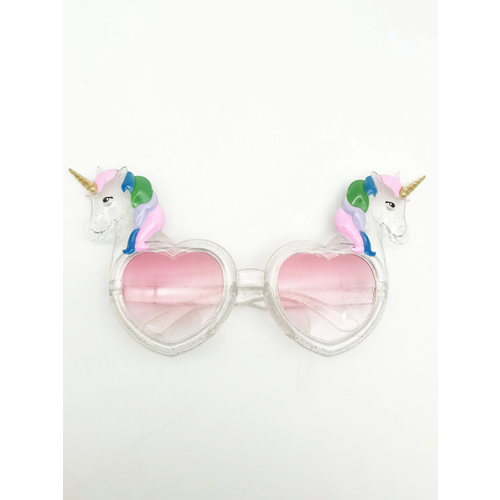 Карнавальные очки-сердца Riota Единороги серебристые, 22х12 см