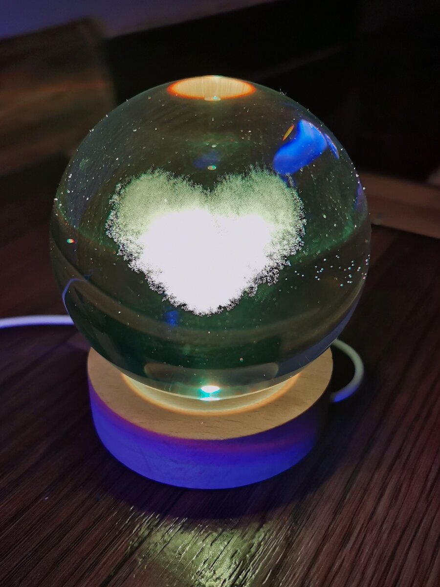 Ночник светильник стеклянный шар лампа 3D - фотография № 8