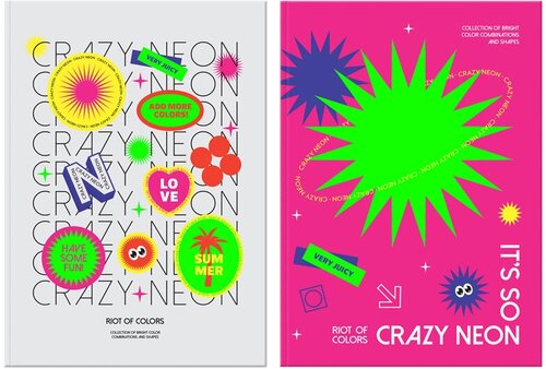 Бизнес-блокнот А6, 64 листа в клетку, Crazy neon, интегральная обложка, глянцевая ламинация, неоновая краска, микс