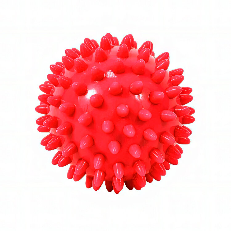 Массажный мяч с шипами Ø 7 см для фитнеса, йоги и МФР, красный - фотография № 6