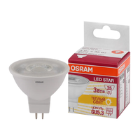 Лампочка светодиодная OSRAM LED Star MR16, 250лм, 3Вт, 3000К, теплый белый свет, Цоколь GU5.3, колба MR16, софит