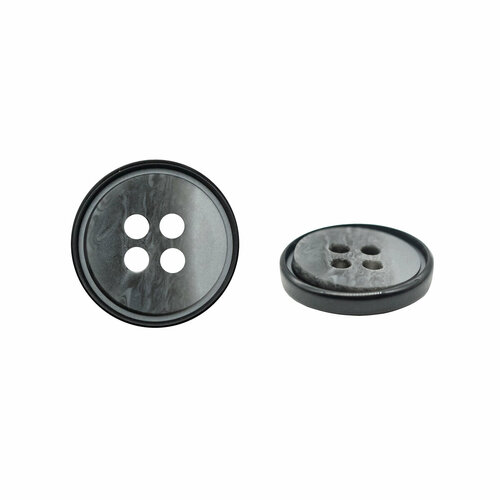 NE52 Пуговица 24L (15мм) 4 прокола, пластик (Black (черный)), 48 шт