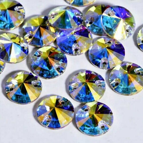 Стразы пришивные - цвет Crystal AB, размер-диаметр 20 мм, упаковка 15 шт.