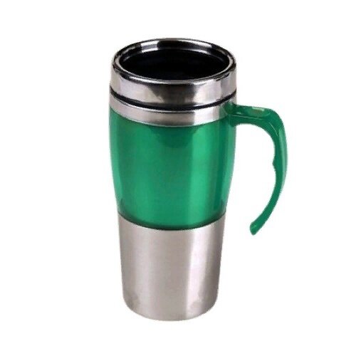 Термокружка / Автокружка металлическая с ручкой 450 мл / Кружка-термос для кофе и чая (зеленый)