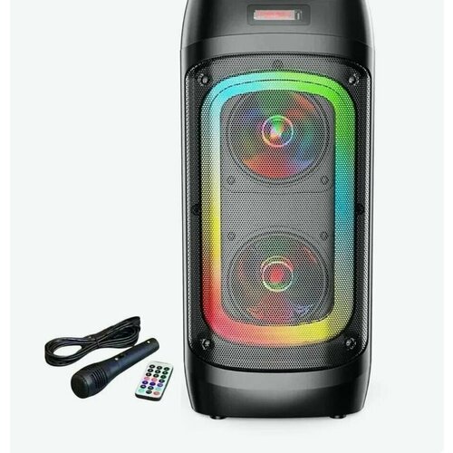 Беспроводная колонкаКолонка с микрофоном ZQS 4245 - Колонка для караоке с подсветкой светомузыка FM MP3 TF USB с ремешком Черный цвет 449000₽