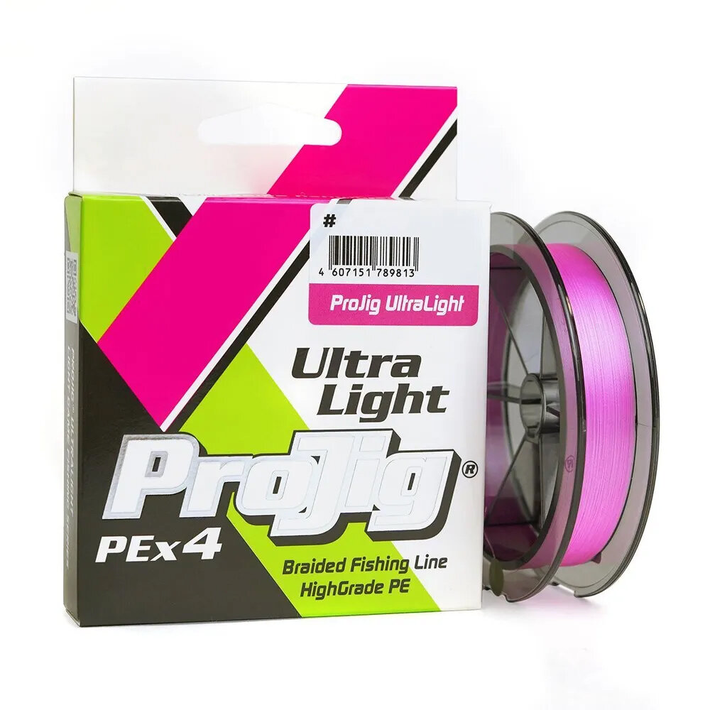 Плетеный шнур ProJig Ultra Light 0.06 мм 2.6 кг 150 м розовый