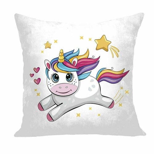 Подушка декоративная Единорог прыгун 40х40 бархат 1149₽