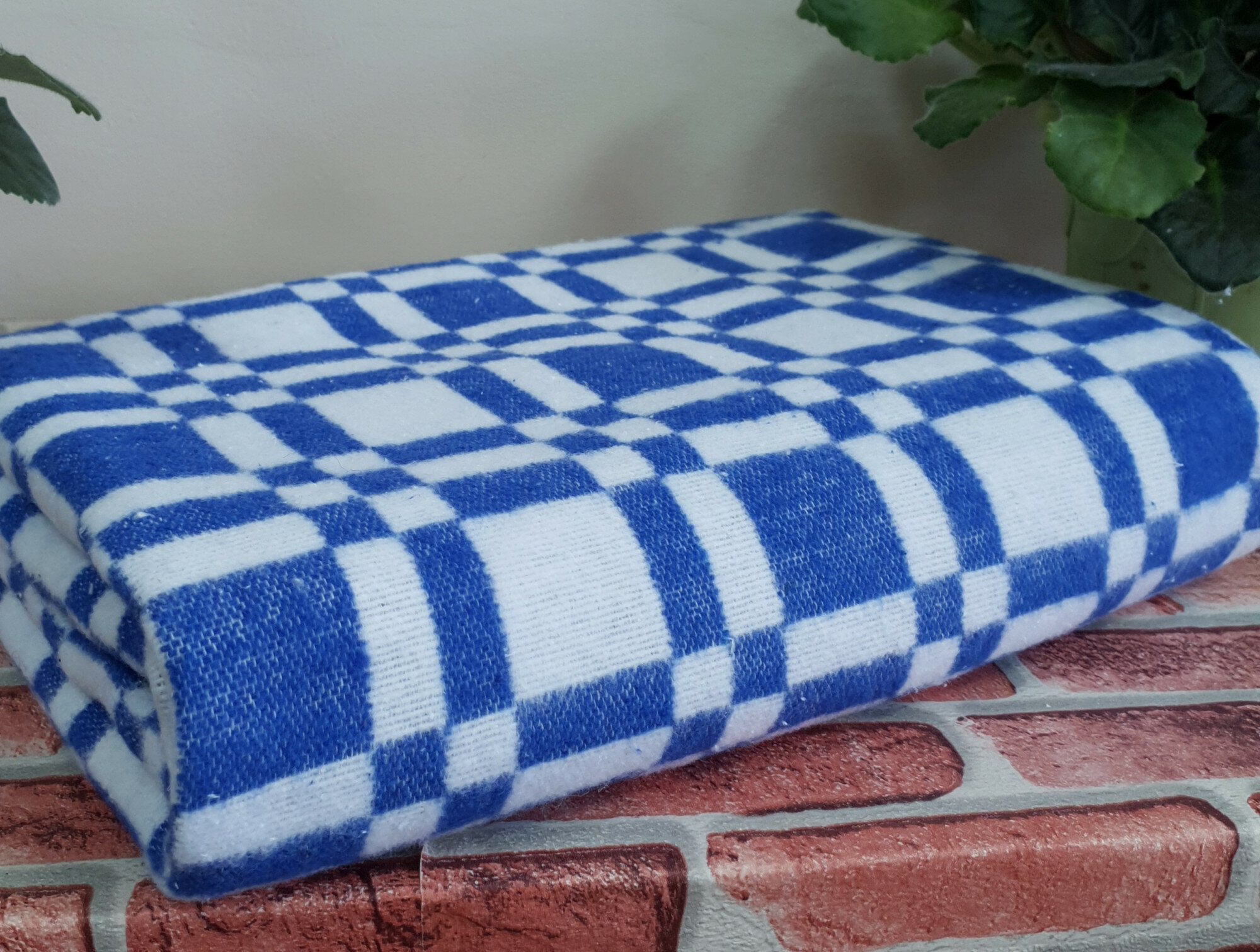Одеяло хлопок 100% 140х205 см мелкая синяя клетка пл.400гр.