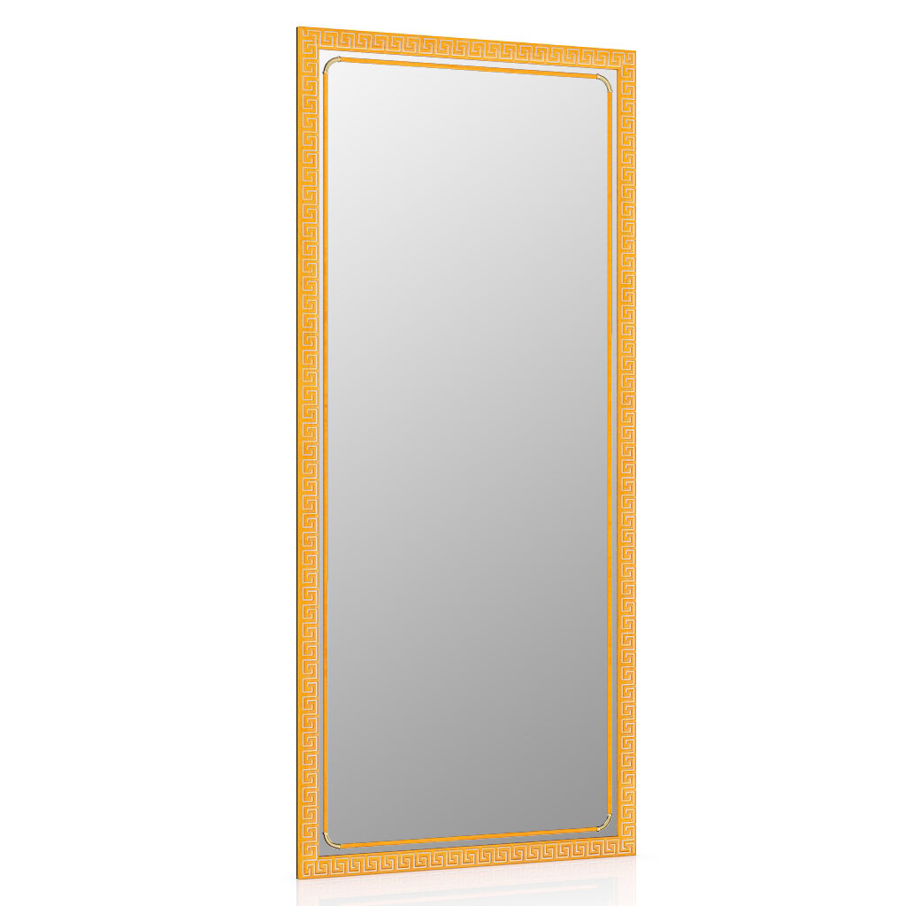 Зеркало 119С вишня, греческий орнамент, ШхВ 45х100 см, зеркала для офиса, прихожих и ванных комнат, горизонтальное или вертикальное крепление