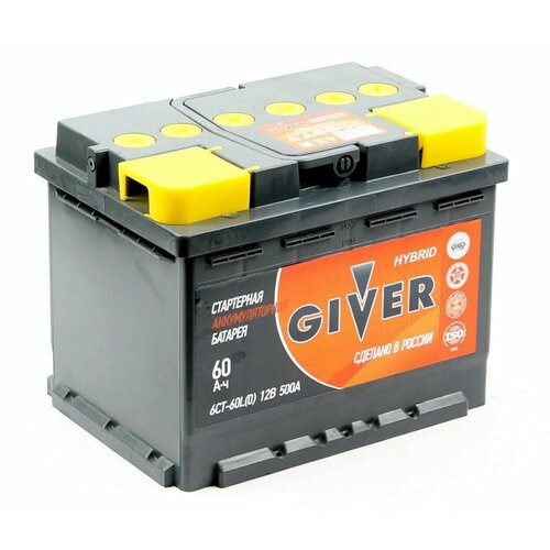 Аккумулятор GIVER HYBRID 60 A. ч 500А. Обратная полярность. (242х175х190)