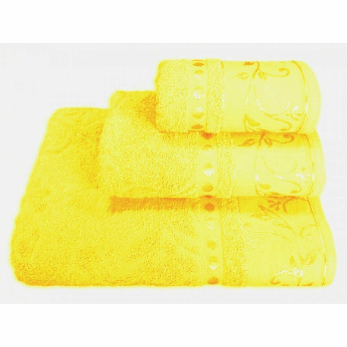 фото Набор махровых полотенец жаккард 3 шт лимонный 35х60, 50х90, 70х130