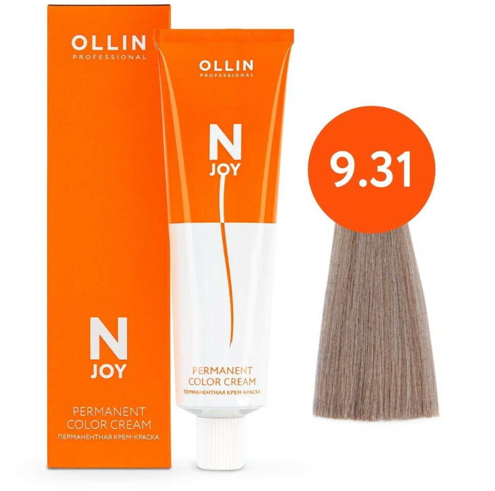 OLLIN Professional Стойкая крем-краска для волос N-Joy Color Cream, 9/31 блондин золотисто-пепельный, 100 мл