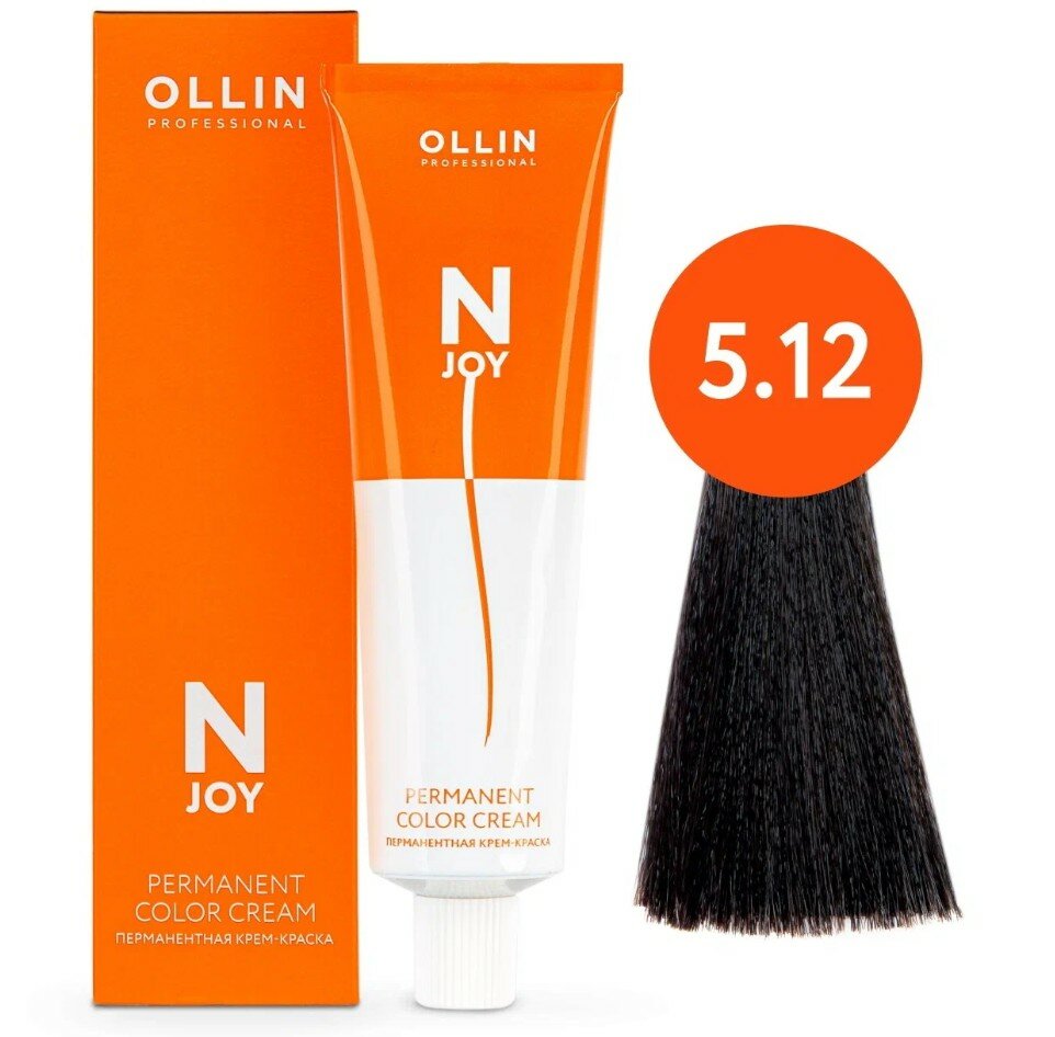 OLLIN Professional Стойкая крем-краска для волос N-Joy Color Cream, 5/12 светлый шатен пепельно-фиолетовый, 100 мл