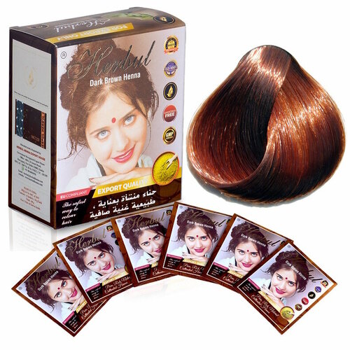 Dark Brown Henna/Индийская хна натуральная, темно-коричневый, 6 шт.*10 г