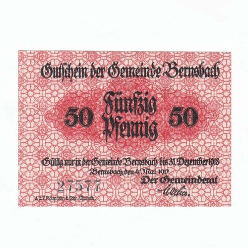 Германия (Германская Империя) Бернсбах 50 пфеннигов 4.05.1917 г.