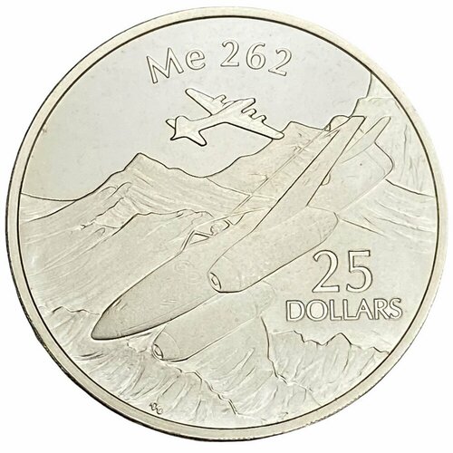 Соломоновы острова 25 долларов 2003 г. (Самолёты - Me 262) (Proof) монета 25 долларов 2003 история авиации curtiss jenny соломоновы острова